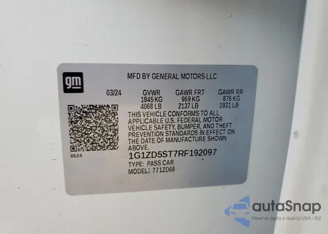 2024 Chevrolet Malibu Lt from USA, damaged, VIN 1G1ZD5ST7RF192097